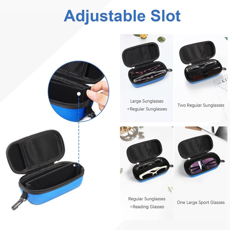 Bukere Double Eyeglasses Case with Adjustable Slots, EVA Hard-shell Travel Dual Glasses Sunglasses Organizer for Men Women - Image 2